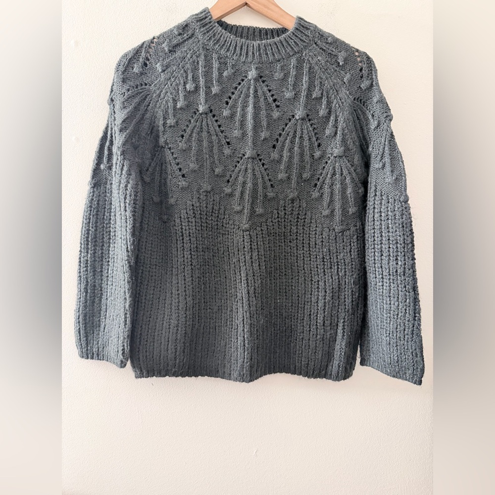 Zara kids girls chunky knit sweater grey crewneck Soft 13-14